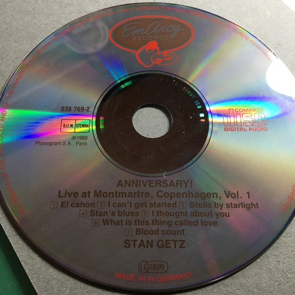 Stan Getz : Anniversary (CD, Album)