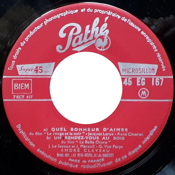 André Claveau : 3 - Quel Bonheur D'Aimer / Un Rendez-Vous Au Bois / Tu Peux Chercher / Écoutons Le Vent (7", EP, Mono)