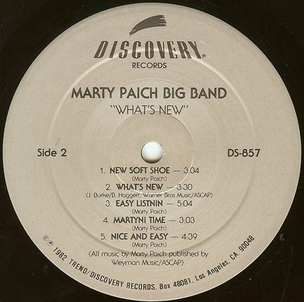 Marty Paich Big Band : What's New (LP, Album, RE)