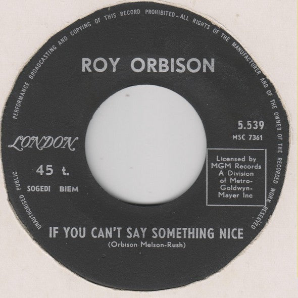 Roy Orbison : Crawling Back (7")