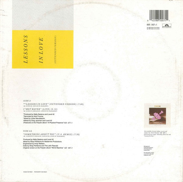 Level 42 : Lessons In Love / Something About You (12", EP, Ltd)