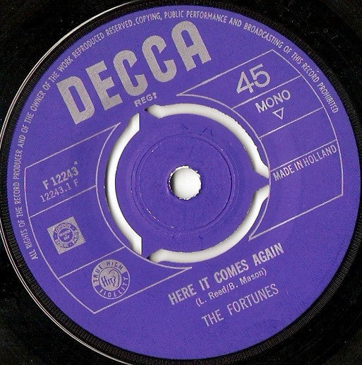 The Fortunes : Here It Comes Again / Things I Should Have Known (7", Single, Mono, Blu)