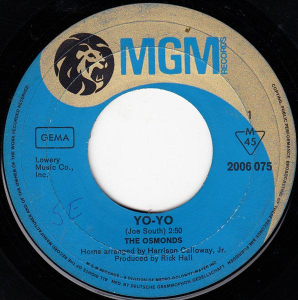 The Osmonds : Yo-Yo (7", Single, Mono)