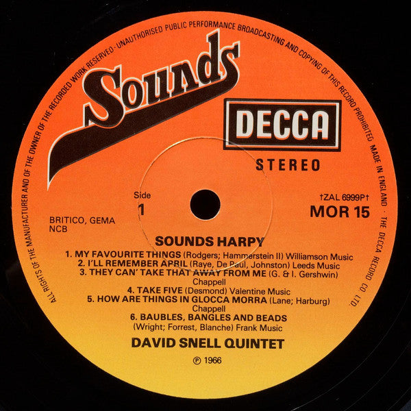 The David Snell Quintet : Sounds Harpy (LP)