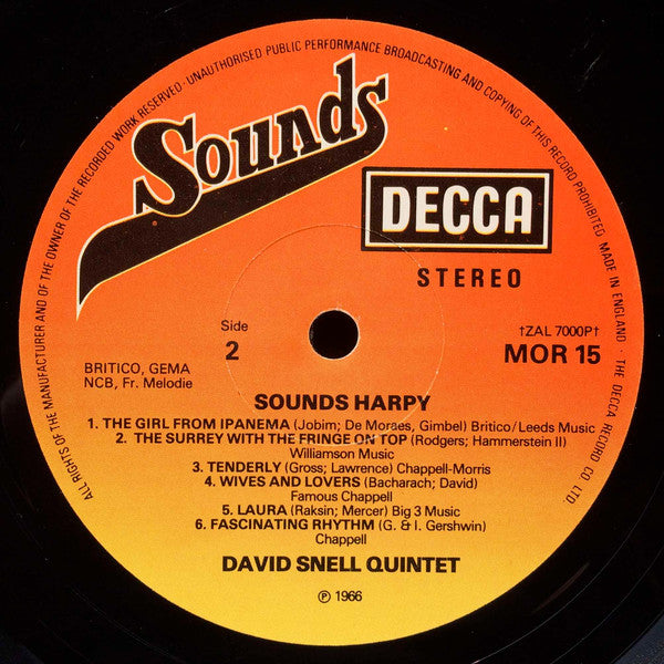 The David Snell Quintet : Sounds Harpy (LP)