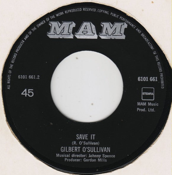 Gilbert O'Sullivan : Alone Again (Naturally) (7", Single)
