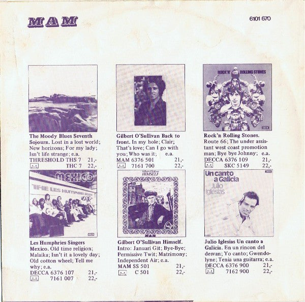 Gilbert O'Sullivan : Get Down (7", Single)