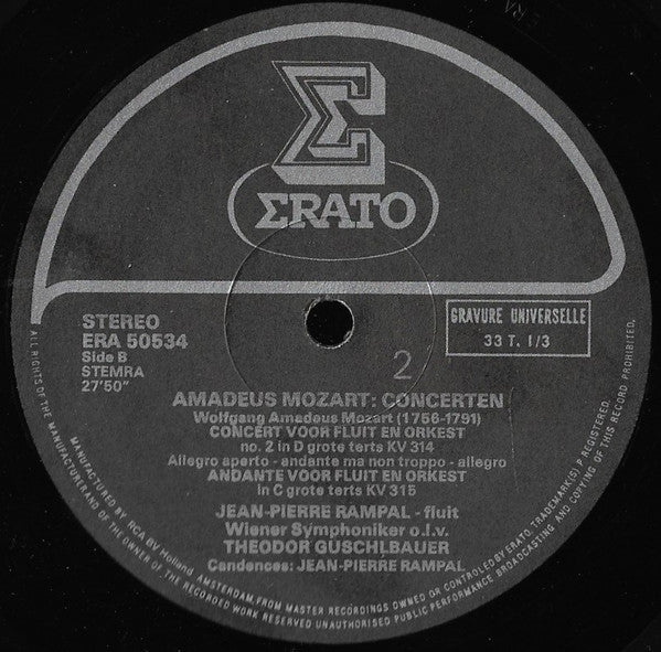 Wolfgang Amadeus Mozart - Jean-Pierre Rampal / Lily Laskine / Jacques Lancelot : Concerten (3xLP, Comp)