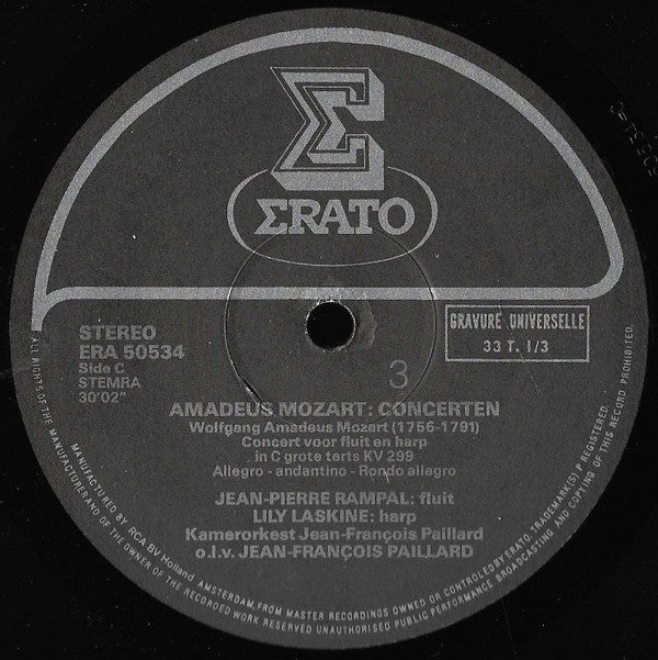 Wolfgang Amadeus Mozart - Jean-Pierre Rampal / Lily Laskine / Jacques Lancelot : Concerten (3xLP, Comp)