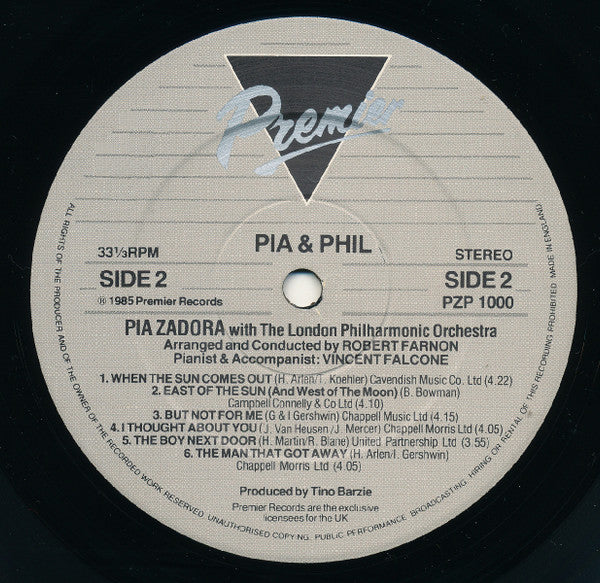 Pia Zadora With The London Philharmonic Orchestra : Pia & Phil (LP, Album, Gat)