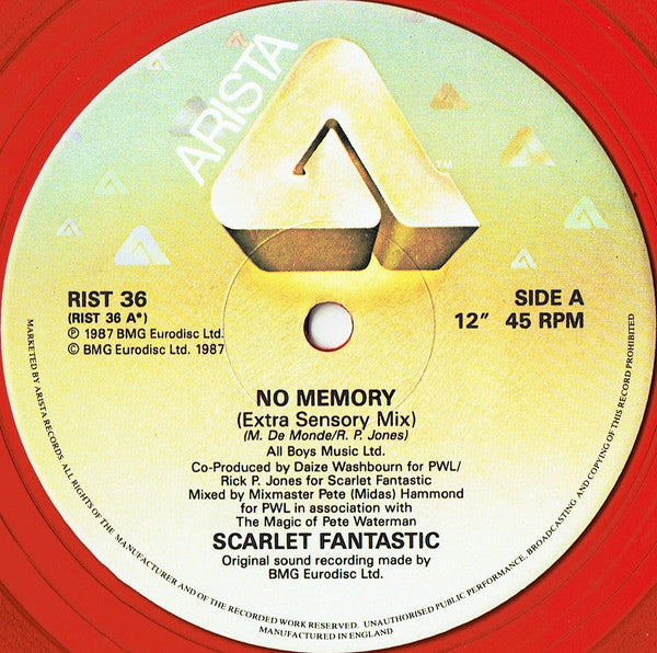 Scarlet Fantastic : No Memory (12", Single, Ltd, Red)