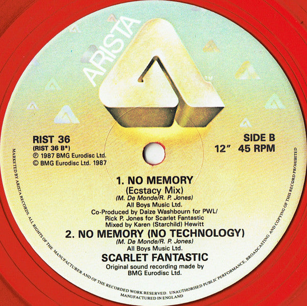 Scarlet Fantastic : No Memory (12", Single, Ltd, Red)