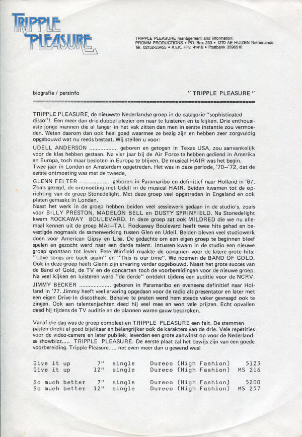 Tripple Pleasure : So Much Better (12")