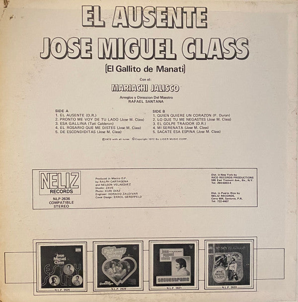 Jose Miguel Class con El Mariachi Jalisco : El Ausente (LP, Album)