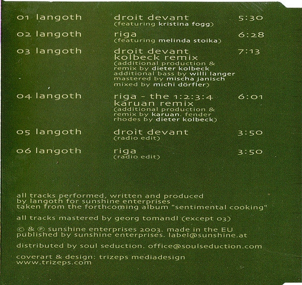 Langoth : Droit Devant (CD, Maxi)