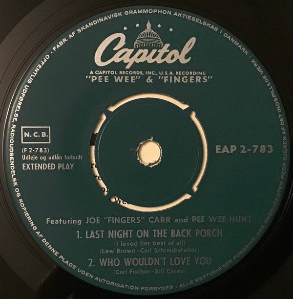Joe "Fingers" Carr, Pee Wee Hunt : "Pee Wee" & "Fingers" (7", Mono)
