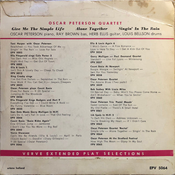 The Oscar Peterson Quartet : Recital By Oscar Peterson (7", Mono, Fli)