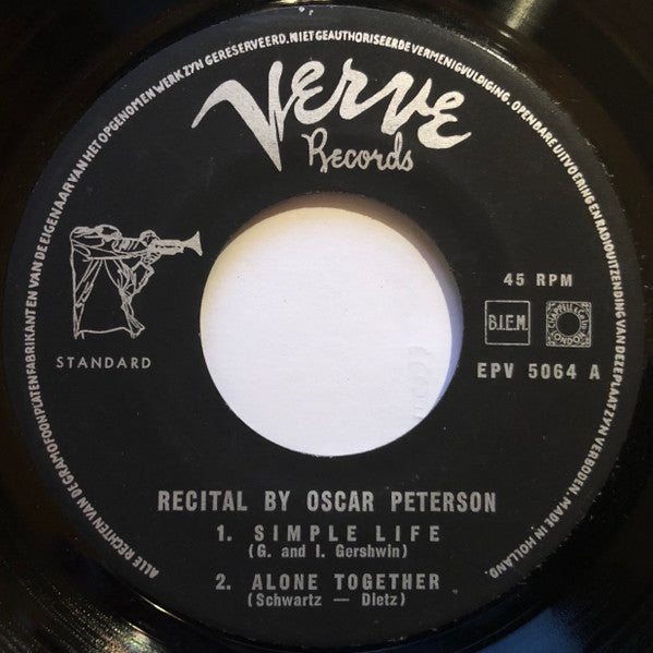 The Oscar Peterson Quartet : Recital By Oscar Peterson (7", Mono, Fli)