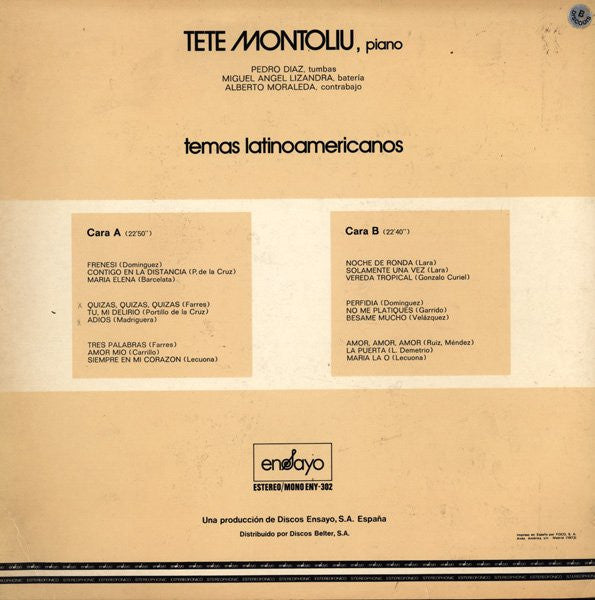 Tete Montoliu : Temas Latinoamericanos (LP, Album)