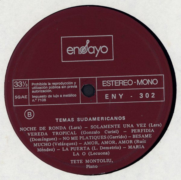 Tete Montoliu : Temas Latinoamericanos (LP, Album)