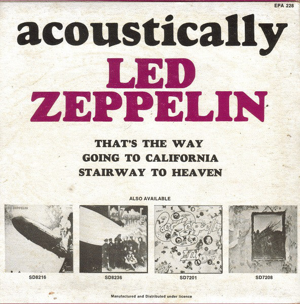 Led Zeppelin : Acoustically (7", EP, RE)