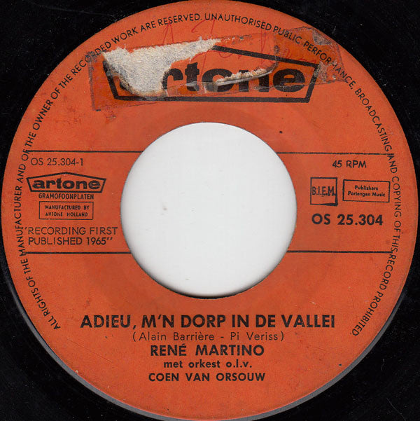 René Martino : Adieu, M'n Dorp In De Vallei (7")