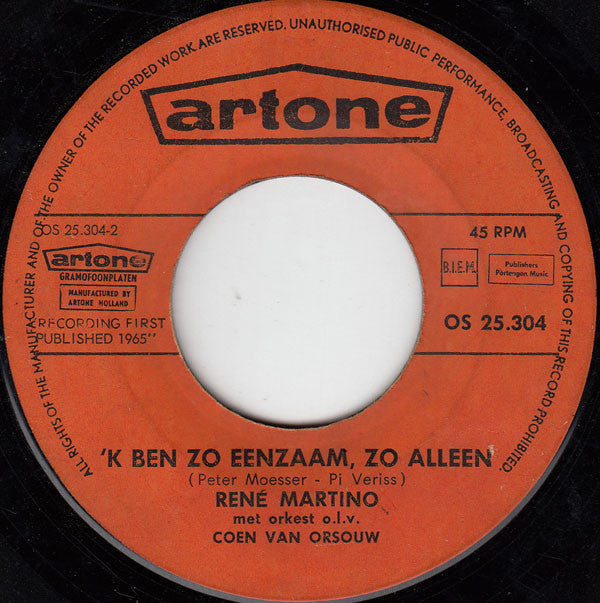 René Martino : Adieu, M'n Dorp In De Vallei (7")