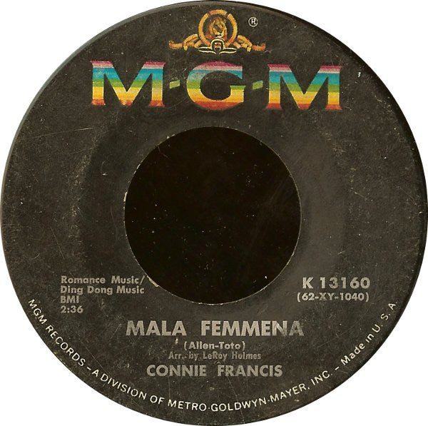 Connie Francis : Drownin' My Sorrows / Mala Femmena (7", Single)