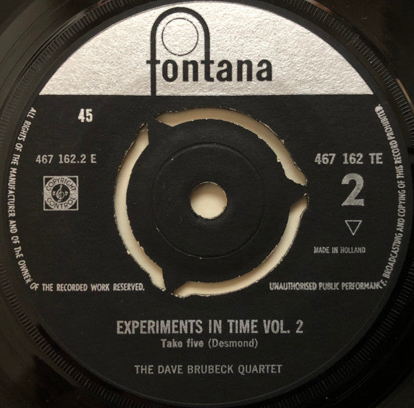 The Dave Brubeck Quartet : Experiments In Time Vol. 2 (7", Mono, Pus)