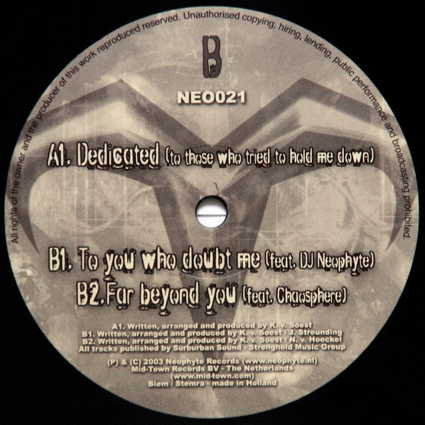 Evil Activities : Dedicated (To Those Who Tried To Hold Me Down) (12")