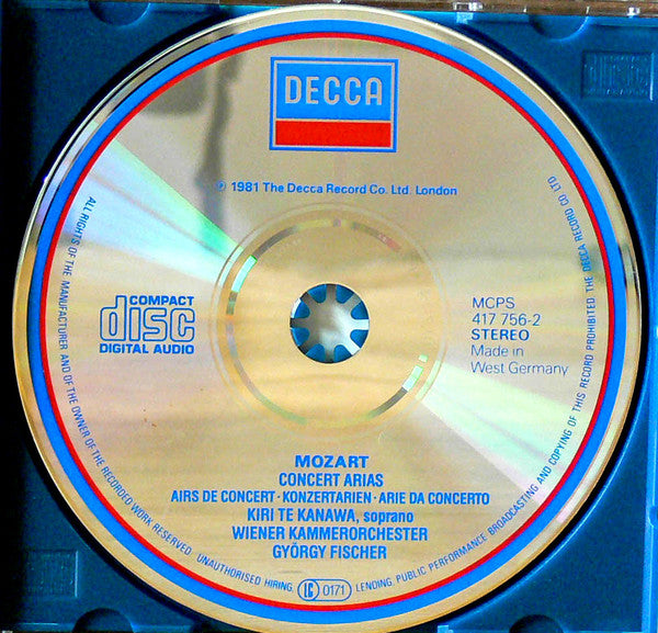 Wolfgang Amadeus Mozart - Kiri Te Kanawa, Wiener Kammerorchester, György Fischer : Concert Arias (CD, RE, RM)