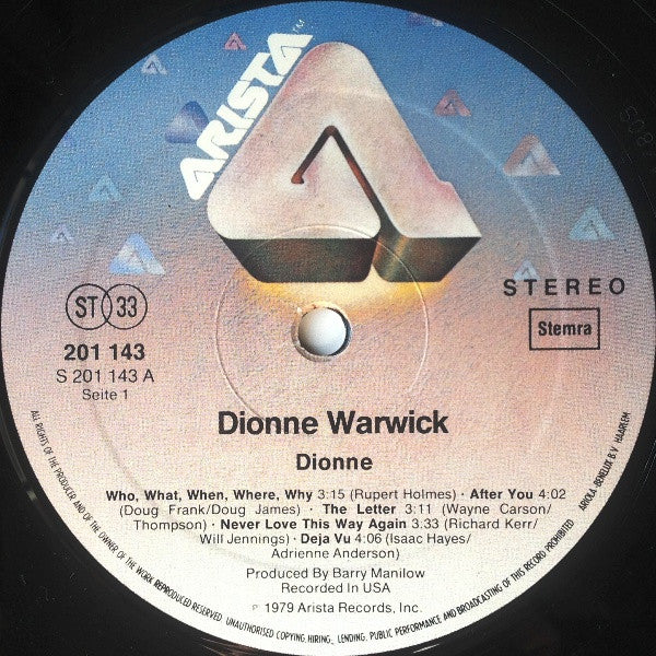 Dionne Warwick : Dionne (LP, Album, RE)