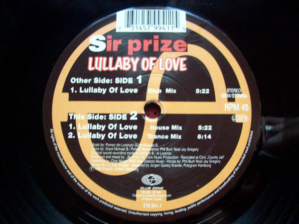 Sir Prize : Lullaby Of Love (12")