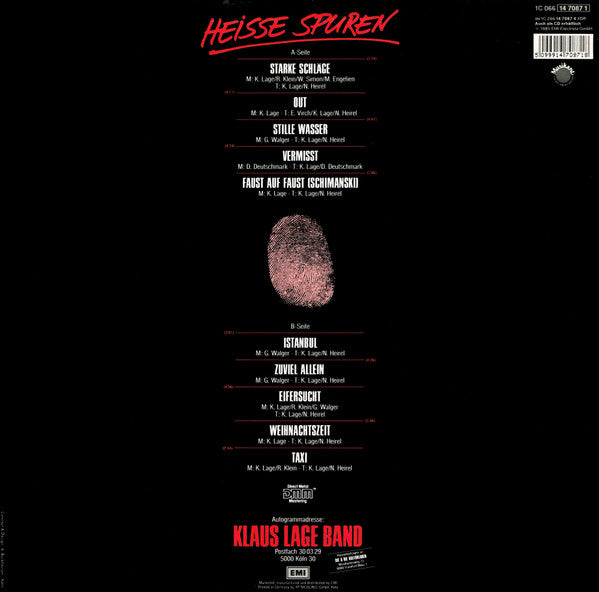 Klaus Lage Band : Heisse Spuren (LP, Album, DMM)