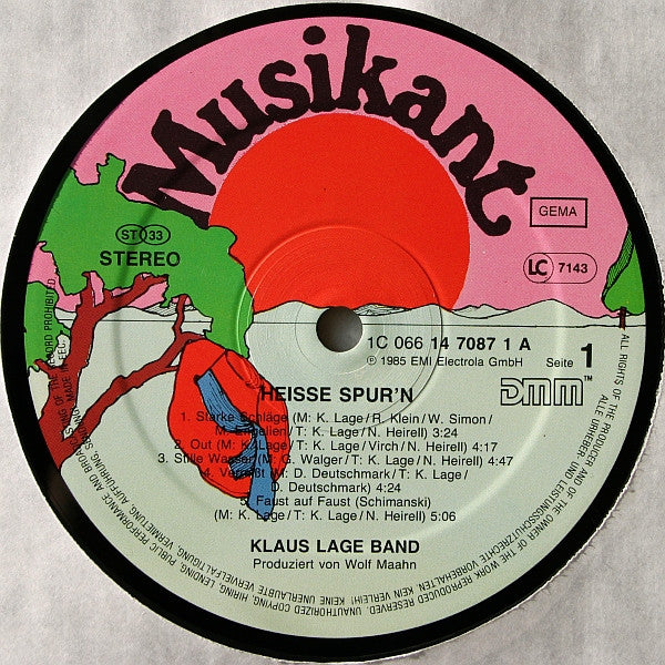 Klaus Lage Band : Heisse Spuren (LP, Album, DMM)
