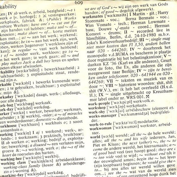 Workmates : Live In Berlin - All Work And No Play Makes Jack A Dull Boy (7", EP)