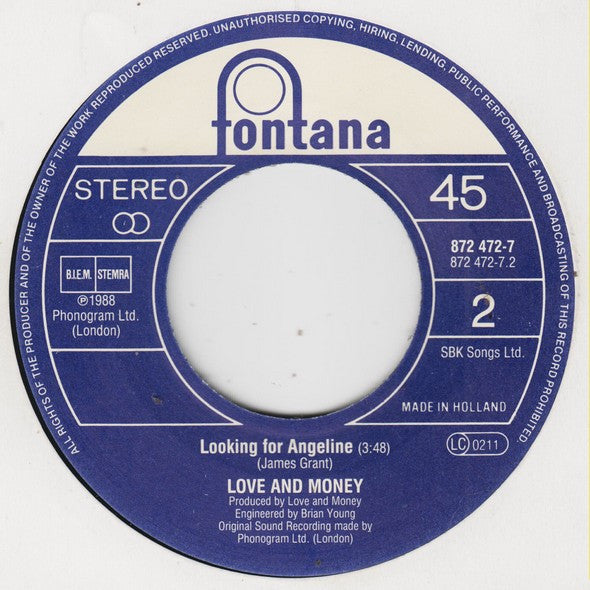 Love And Money : Jocelyn Square (7", Single)