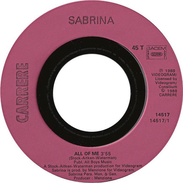 Sabrina : All Of Me (7", Single)