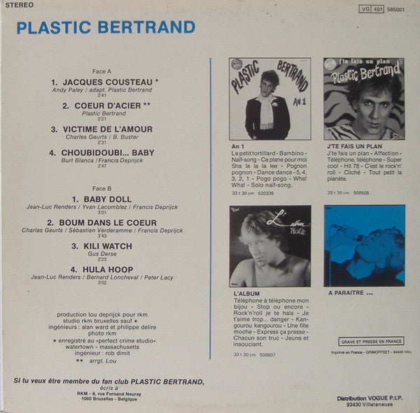 Plastic Bertrand : Plastic Bertrand (10", MiniAlbum)