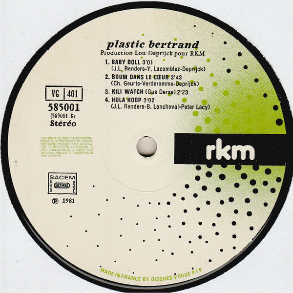 Plastic Bertrand : Plastic Bertrand (10", MiniAlbum)