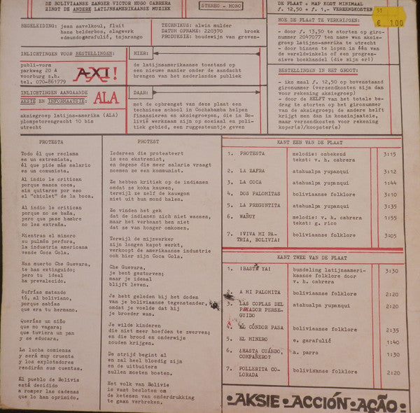 Victor Hugo Cabrera : Informasie Aksie - De Andere Latijns-Amerikaanse Muziek (LP)