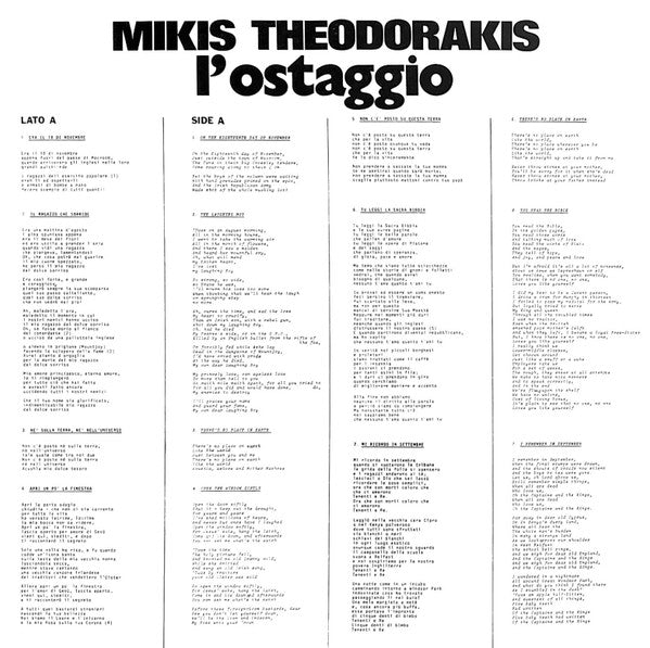 Mikis Theodorakis : L'Ostaggio (LP, Album, RE)