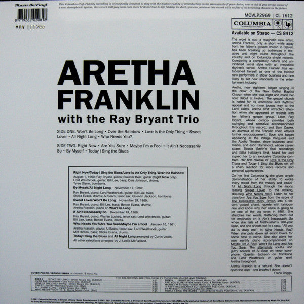 Aretha Franklin With The Ray Bryant Combo : Aretha (LP, Album, Ltd, Num, RE, Red)
