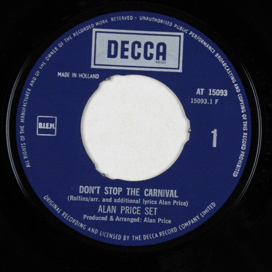 Alan Price Set* : Don't Stop The Carnival (7")