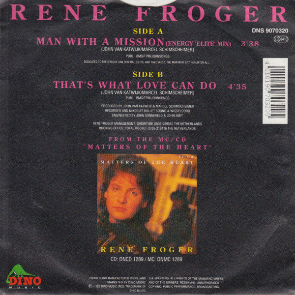 René Froger : Man With A Mission (Energy 'Elite' Mix) (7", Single)
