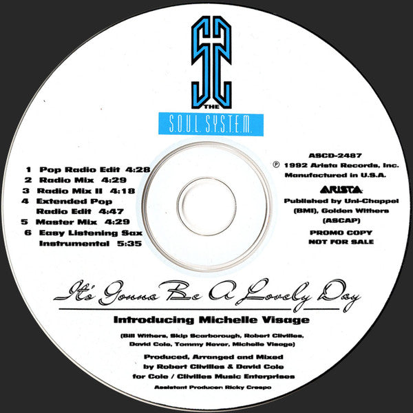 The S.O.U.L. S.Y.S.T.E.M. Introducing Michelle Visage : It's Gonna Be A Lovely Day (CD, Maxi, Promo)