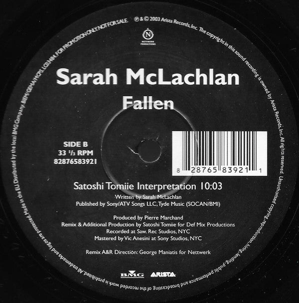 Sarah McLachlan : Fallen (12", Promo)