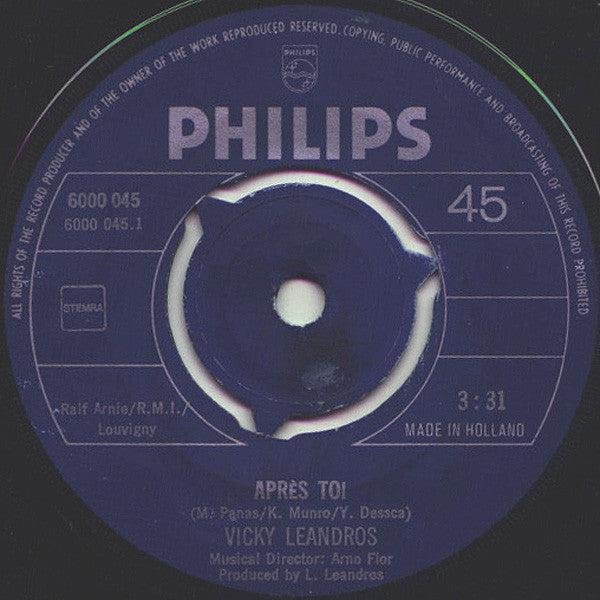 Vicky Leandros : Après Toi (7", Single)