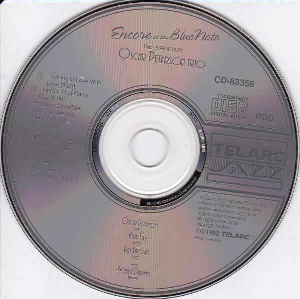 The Oscar Peterson Trio : Encore At The Blue Note (CD, Album, RP)