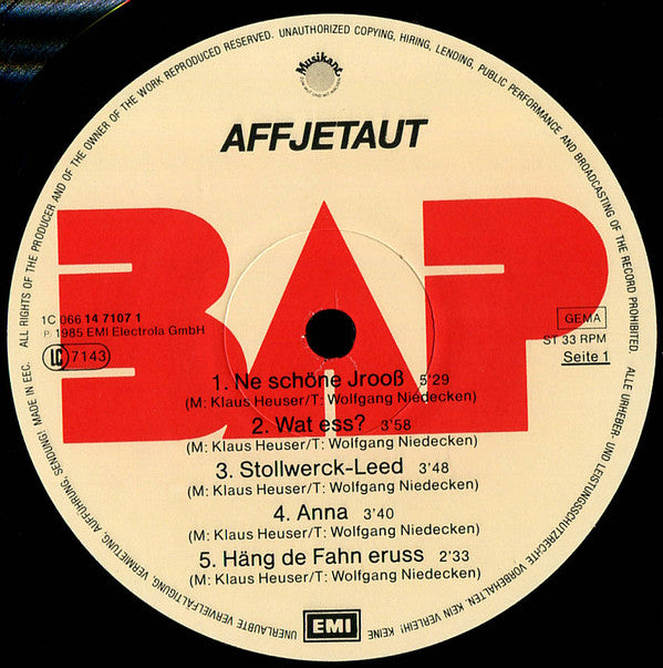 BAP : Affjetaut (LP, Album, RE, DMM)